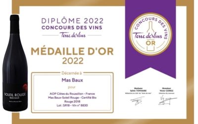 Soleil Rouge, Gold Medal at Terre de Vins 2022 !